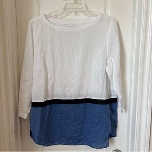 J. Jill White and Blue 3/4 Sleeve Tunic